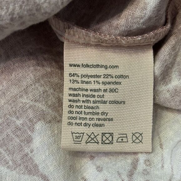 Folk Maui Short Sleeve Button Down Floral Shirt Linen Blend Pink Cream Size XL - Picture 5 of 8